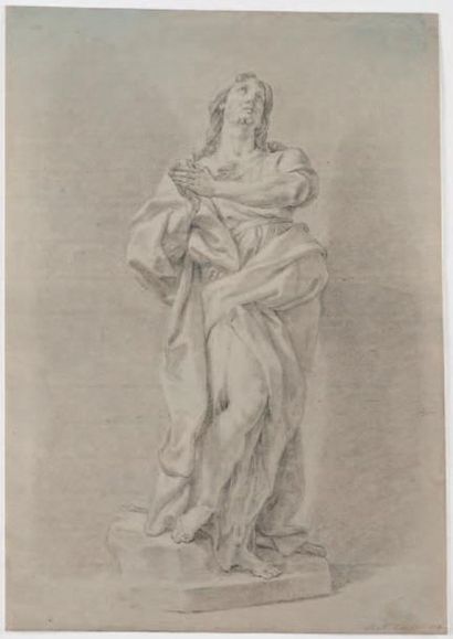 Attribué à Antonio CANOVA (1757-1822) Etude pour un Christ Pierre noire sur papier...