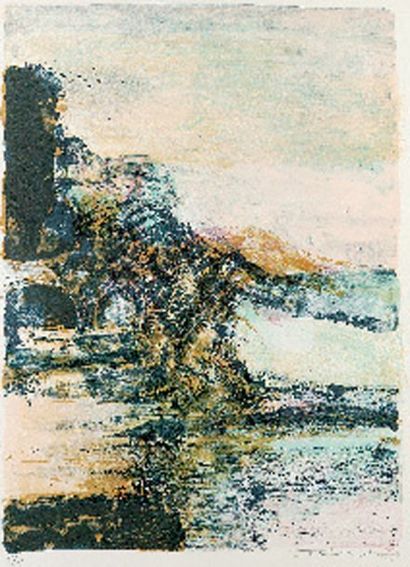 Zao WOU-KI (né en 1921) Sans titre, 1988. Lithographie en 8 couleurs sur papier Arches,...