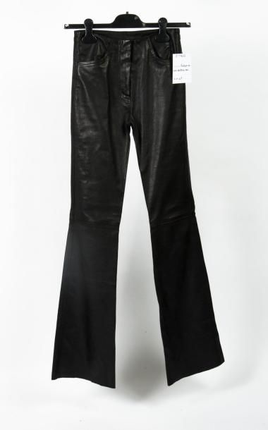 JITROIS Pantalon en cuir stretch noir, taille 36.