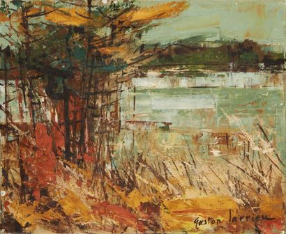 LARRIEU Gaston (1908-1983) Paysage Huile sur toile, signée en bas à droite. 22 x...