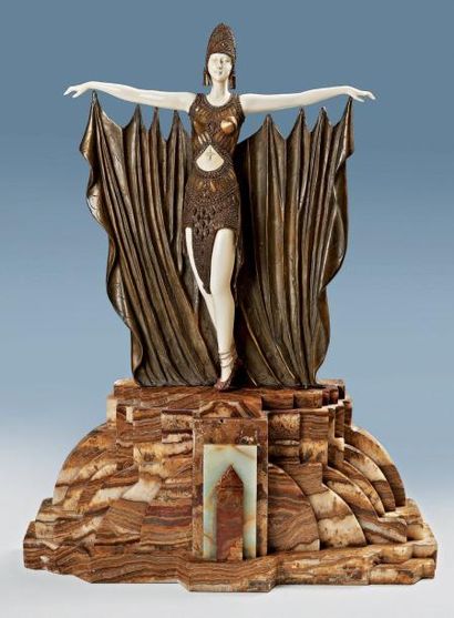 Demetre Haralamb CHIPARUS (1886-1947) Semiramis. Sculpture chryséléphantine en bronze...
