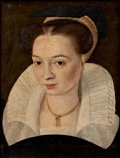 Ecole FRANÇAISE DU XVIème siècle Portrait de femme Panneau 33,5 x 26 cm Provenance:Collection...