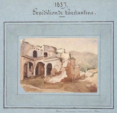 Louis ROGUIN (Rovigo 1813 - Valenciennes 1901) Ruines d'une maison mauresque à Bône...