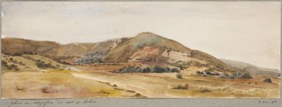 Louis ROGUIN (Rovigo 1813 - Valenciennes 1901) La plaine du Mazafran Aquarelle 16,2...
