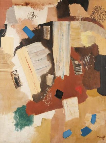 MICHEL CADORET (1912-1985) Penrose, 1957 Huile sur toile, signée et datée en bas...