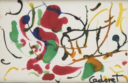 MICHEL CADORET (1912-1985) Composition Aquarelle sur papier, signé en bas à droite....