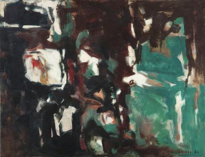 Paul Kallos (1928-2001) Composition, 1960 Huile sur toile, signée et datée en bas...