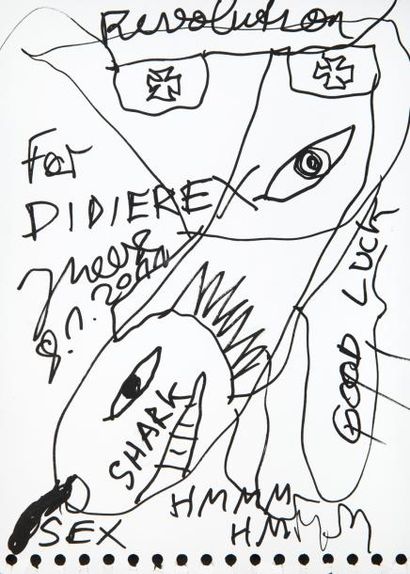 JONATHAN MEESE (NE EN 1971) Révolution, Good luck, 2012 Feutre sur papier, signé...