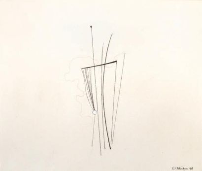 Léon Arthur TUTUNDJIAN (1905-1968) Composition, 1927 Technique mixte sur papier marouflé...