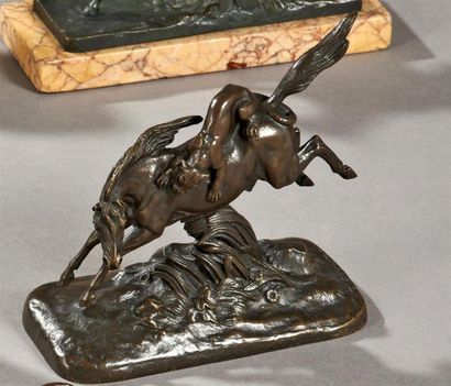 Théodore GECHTER (1796-1844) Cheval attaqué par une panthère Epreuve en bronze à...