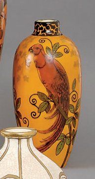 Paul MILET L BOURGEOT Vase ovoïde à petit col en faïence, décor d'une frise circulaire...