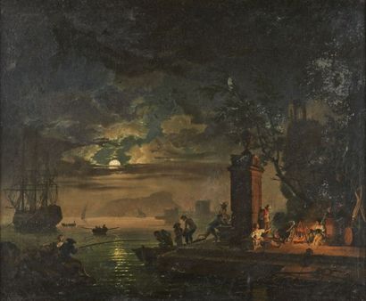 Ecole FRANCAISE de la fin du XVIIIème siècle, suiveur de Joseph VERNET «La Nuit»...