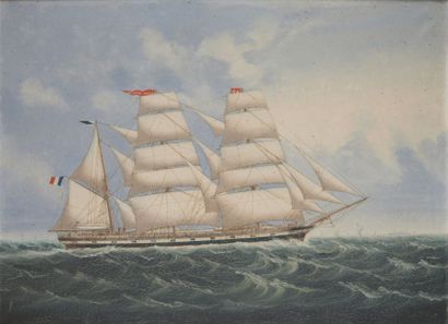 ECOLE FRANCAISE DU XIXème siècle «Le navire «Ellen Isabelle»» Sur sa toile d'origine...