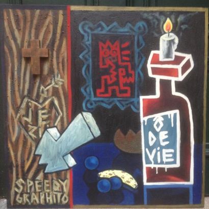 Speedy GRAPHITO (né en 1961) «Ô de vie», 1985Acrylique sur toile, signée en bas à...