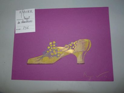 Roger VIVIER (1907-1998) circa 1963 / 1970 Projet de chaussures aux crayons de couleurs...