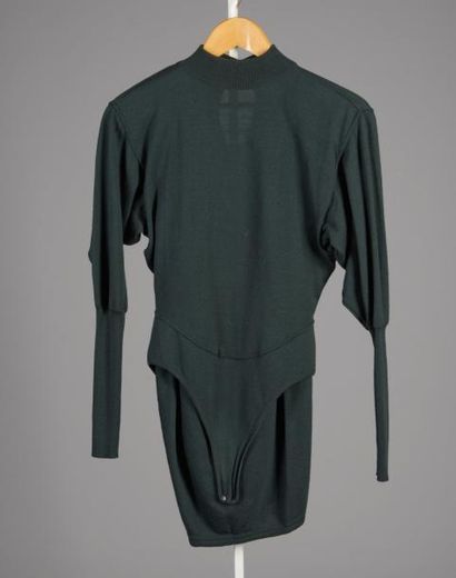 ALAÏA Ensemble en jersey de laine vert foncé composé d'un body et d'une jupe droite...