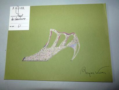Roger VIVIER (1907-1998) circa 1963 / 1970 Projet de chaussure sur papier canson...
