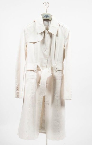 DAY BIRGER MIKKELSEN Manteau trench en coton blanc, petit col, simple boutonnage,...