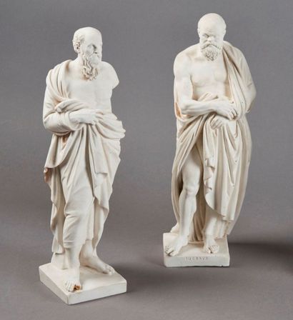 Allemagne Deux statuettes en biscuit représentant des philosophes drapés, l'un nommé...