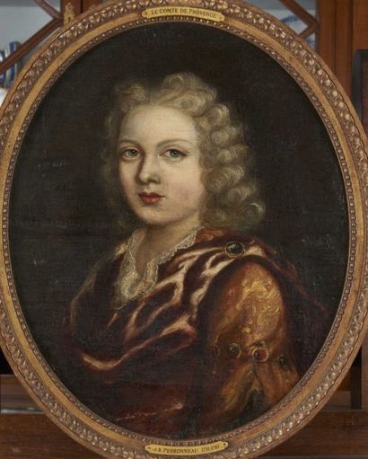 Attribué à J.B. PERRONNEAU Portrait du Comte de Provence Huile sur toile ovale H....