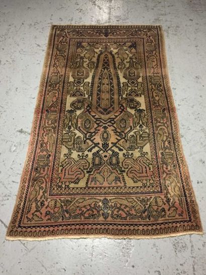 SENNEH Acien et fin tapis à décor de perroquets et cyprès IRAN, fin du XIXe siècle....