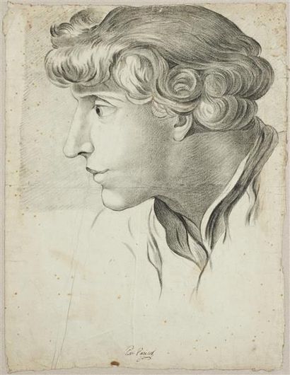 PIERRE ALEXANDRE PARISOT (1750-1820) ATTRIBUÉ À Visage d'homme de profil. Pierre...