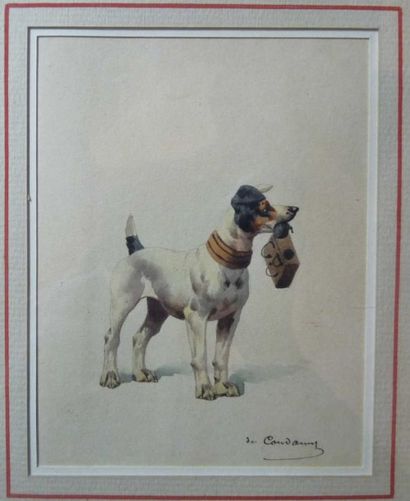 Charles CONDAMY (Gamaches 1847 - 1913) Chien tenant une souris Chien tenant une souricière...