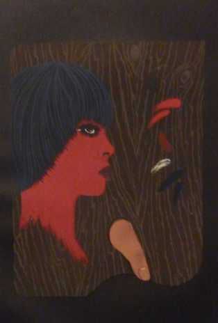 Félix Labisse (1905-1982) "Composition au profil rouge" Lithographie en couleurs,...
