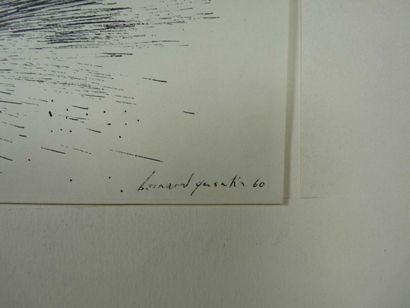 Bernard QUENTIN (né en 1923) Composition, 1960. Encre sur papier, signée et datée...