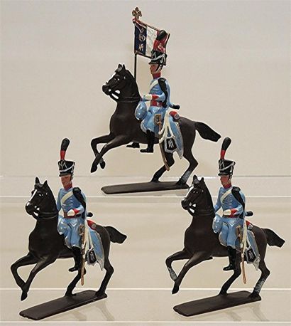 null 1Er Empire: 3 cavaliers du 10ème Régiment Hussards 1806