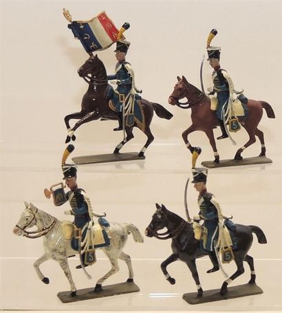 null 1Er Empire: 4 cavaliers du 5ème Régiment de Hussards 1808