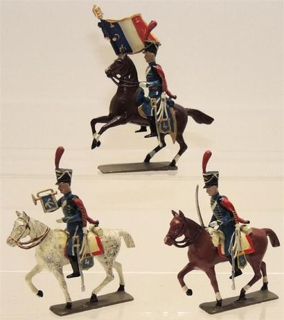 null 1Er Empire: 3 cavaliers du 4ème Régiment de Hussards 1808