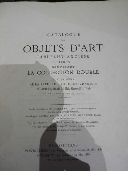 null Catalogue des Objets d'Art composant la Collection Doucle. 2 volumes. 1881