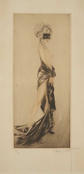 Louis ICART (1888-1950) " Bal masqué ", c. 1914. Eau-forte sur papier. Signée et...