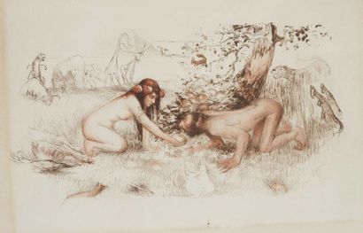 Jean VEBER (1864-1928) " Adam & Eve ". Estampe sur papier (insolée). Signée et numérotée...