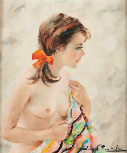 TROWINSKI Joan XX-XXIème siècle Portrait de jeune fille
Huile sur toile, signée en...