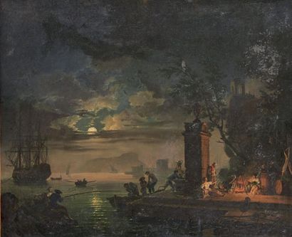 Ecole FRANCAISE de la fin du XVIIIème siècle, suiveur de Joseph VERNET La Nuit Toile....