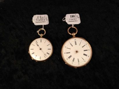 null LOT comprenant: une montre de dame et une montre de poche en or jaune 18 k (750°/oo)...