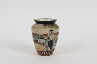 Richard LE CORRONE (1909-1977) & CIBOURE (Manufacture de) Petit vase en grès à décor...