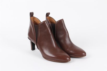 CHLOE Paire de boots à talon en cuir marron, taille 38 (ressemelage d'un topi)