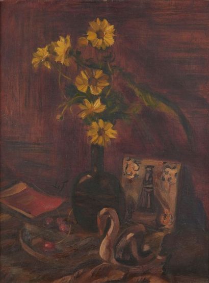 Henri Victor LE FAUCONNIER (1881-1946) 
Vase de marguerites, 1943
Huile sur toile,...