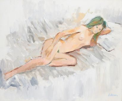 André LIBION (1924-1993) 
Nu couché
Huile sur toile, signée en bas à droite.
60 x...