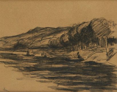 Maximilien Luce (1858-1941) 
Bord de rivière
Fusain sur papier, signé en bas à gauche.
20,5...