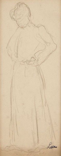 Maximilien Luce (1858-1941) 
Étude de femme en jupe
Mine de plomb sur papier, porte...