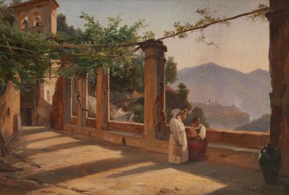Jean Charles Joseph REMOND (1795-1875) 
L'ermitage de la Cava, Napoli, 1842
Huile...