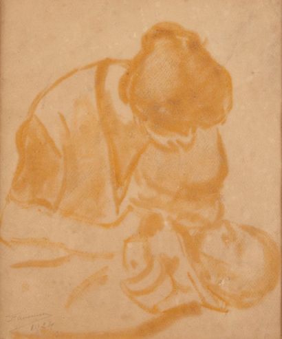 Jean-Hyppolite TAVERNIER (1884- ?) 
Maternité
Pastel signé et daté en bas à gauche.
27,5...
