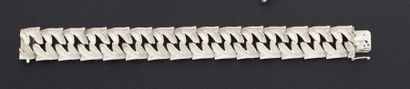 null Bracelet articulé en or gris 18 k, les maillons à décor de feuilles, amati....