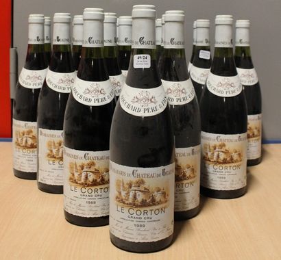 null 24 bouteilles Domaine du château de Beaune", 1989 - le Corton. Bas goulot, haute...