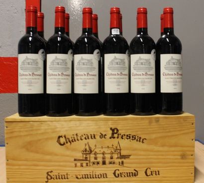 null Deux caisses de 12 bouteilles chacune "Château de Pressac" 2007 - Saint-Emi...