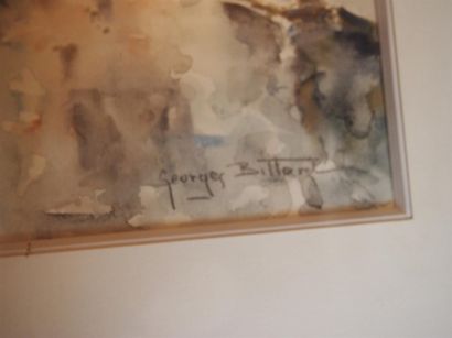 null ENSEMBLE DE PIECES ENCADREES comprenant : Georges BITTARD, Vue de Venise, aquarelle...